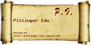 Pittinger Ida névjegykártya